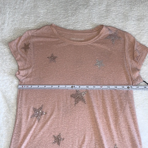 NWT- Zadig & Voltaire Strass Star Linen Blend T-Shirt - Size S - Picture 3 of 9
